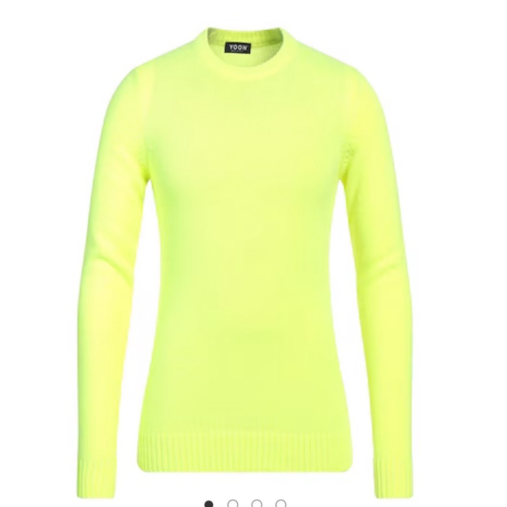 NWT Yoon Italy Luxury Neon Yellow Slim Fit Wool Alpaca Blend Crewneck Sweater M